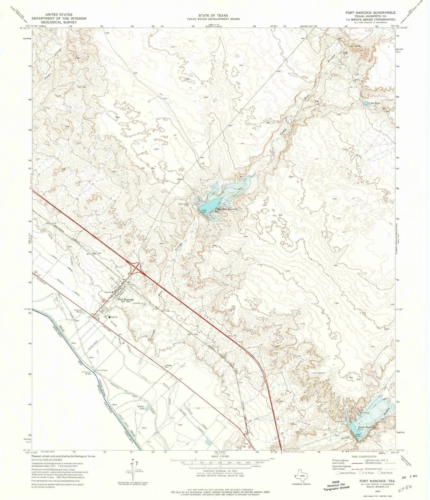 1972 Fort Hancock, TX - Texas - USGS Topographic Map v2