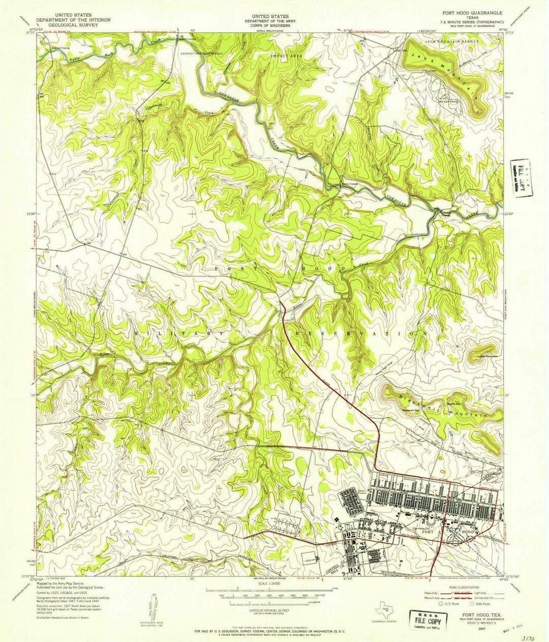 1947 Fort Hood, TX - Texas - USGS Topographic Map v2