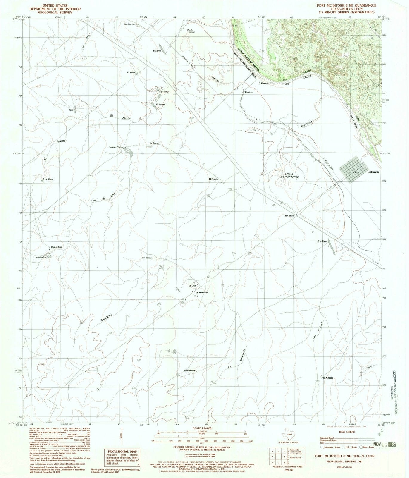 1983 Fort McIntosh 3, TX - Texas - USGS Topographic Map