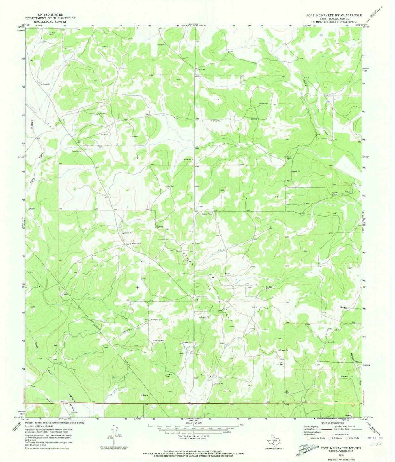 1970 Fort McKavett, TX - Texas - USGS Topographic Map v2