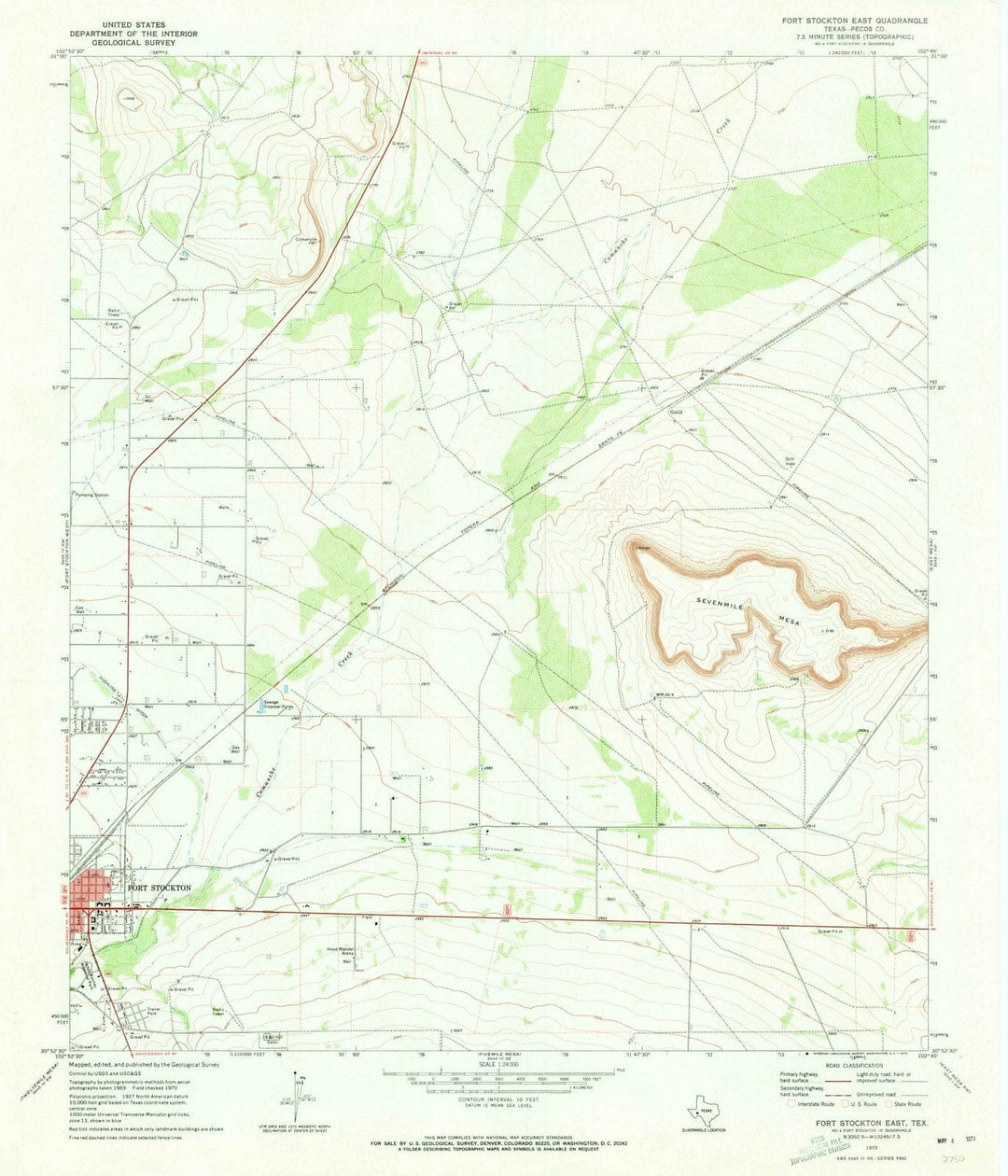 1970 Fort Stockton East, TX - Texas - USGS Topographic Map