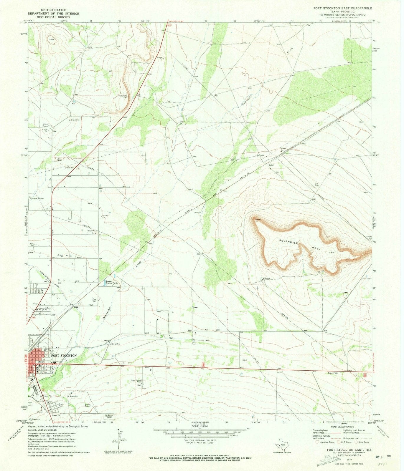 1970 Fort Stockton East, TX - Texas - USGS Topographic Map