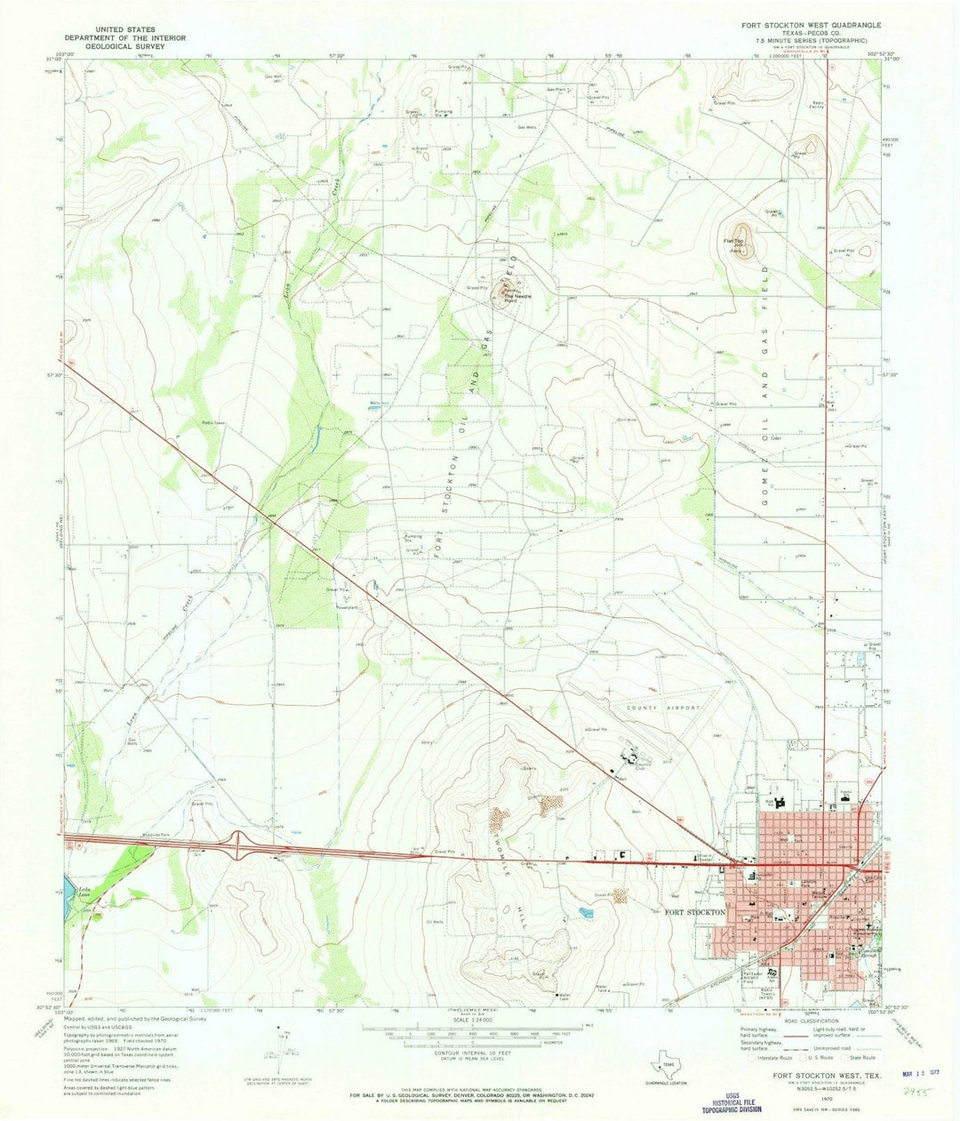 1970 Fort Stockton West, TX - Texas - USGS Topographic Map