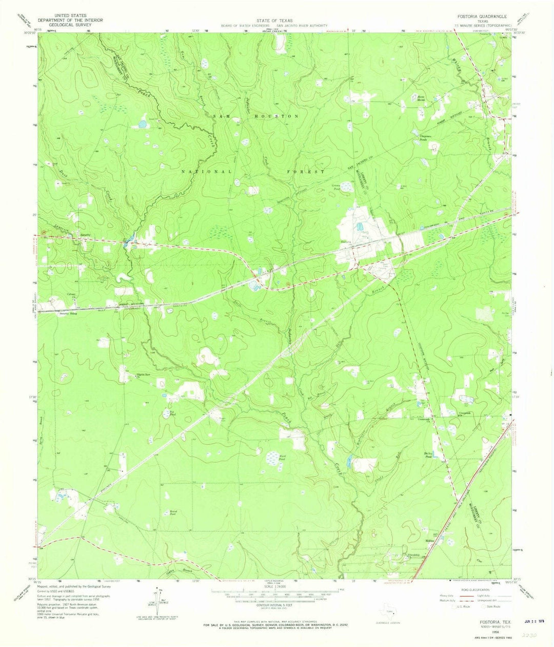1958 Fostoria, TX - Texas - USGS Topographic Map