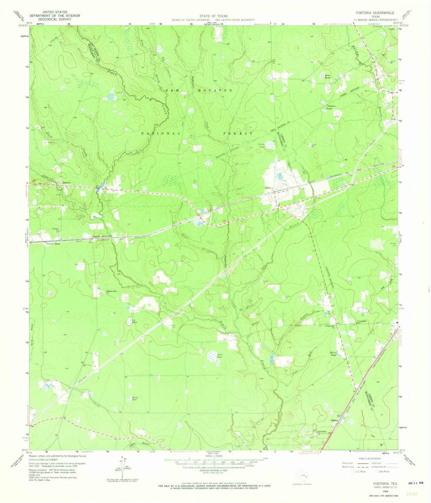 1958 Fostoria, TX - Texas - USGS Topographic Map
