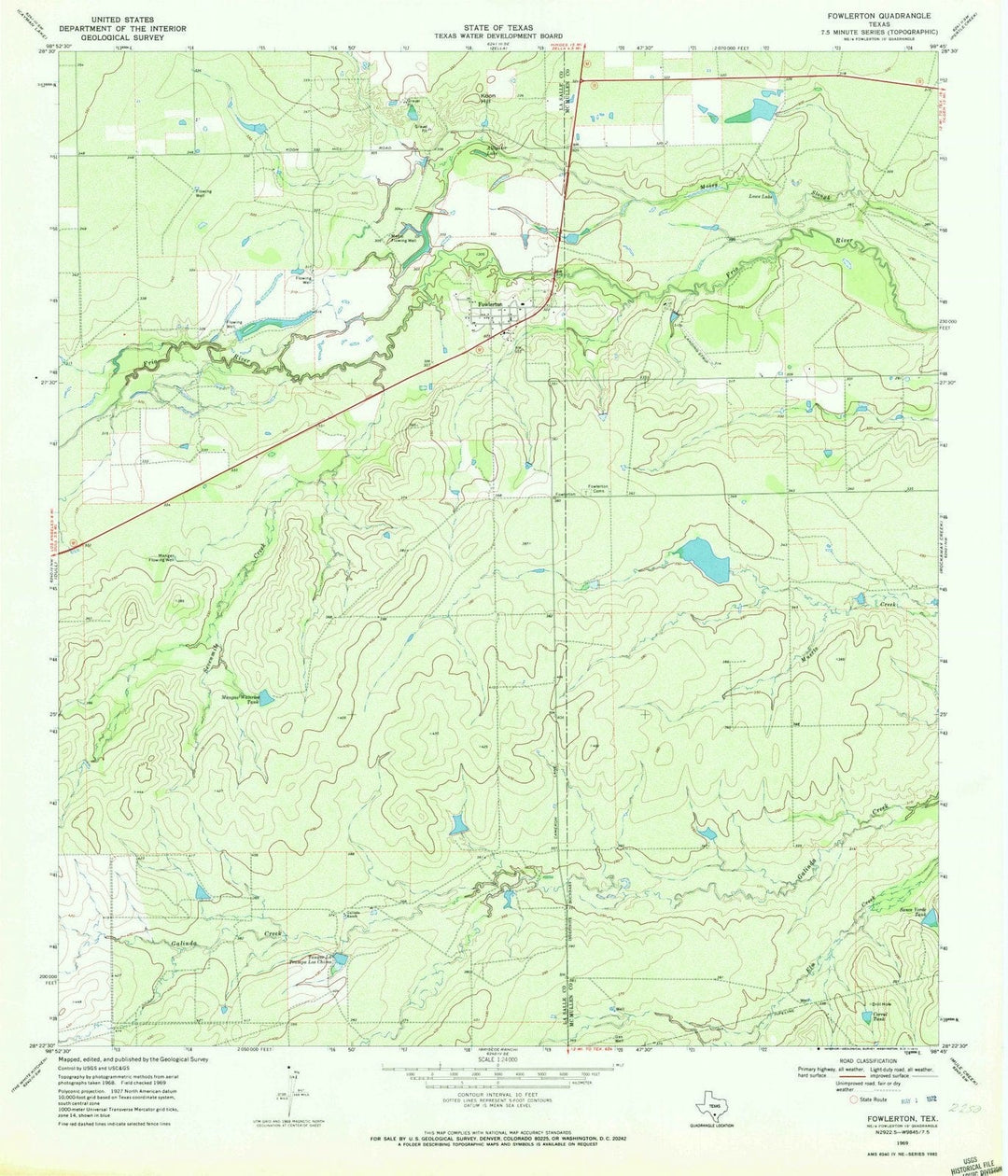 1969 Fowlerton, TX - Texas - USGS Topographic Map