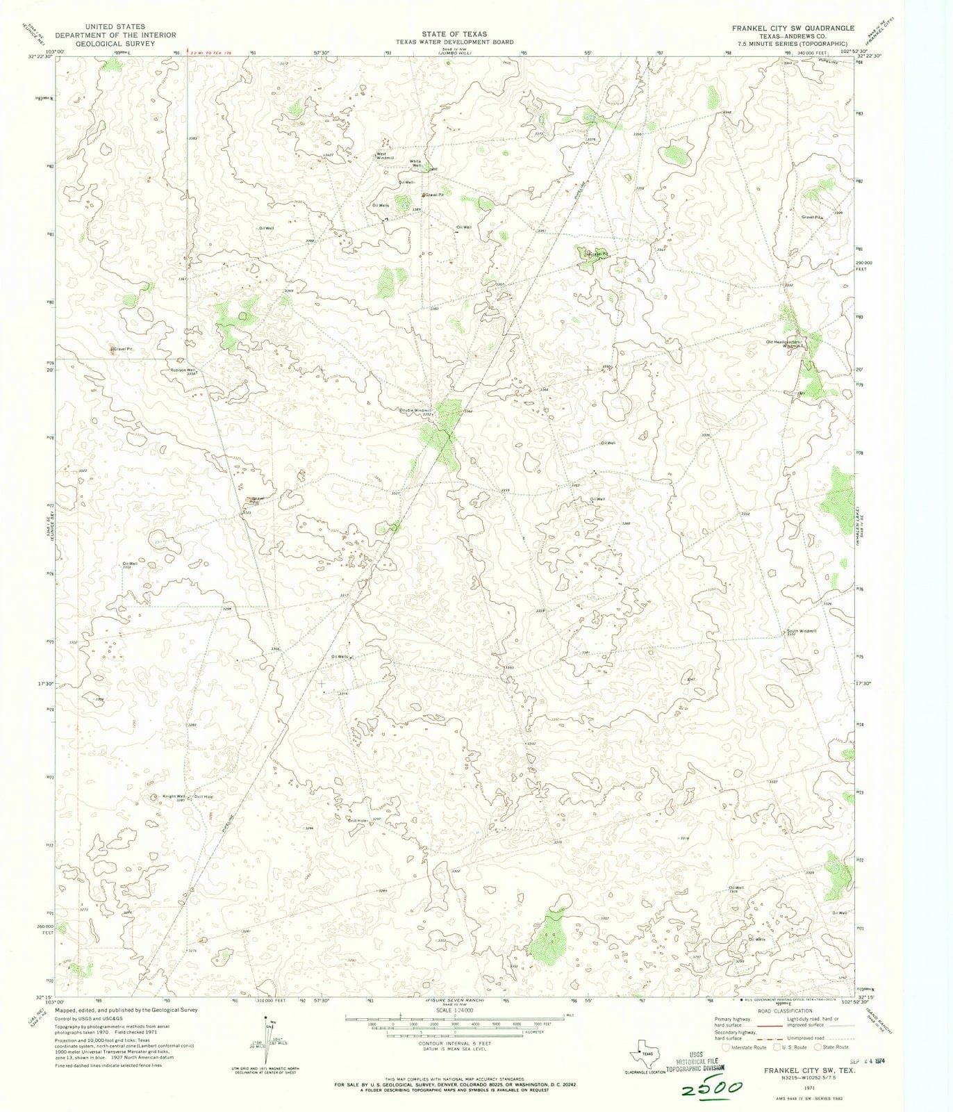 1971 Frankel City, TX - Texas - USGS Topographic Map