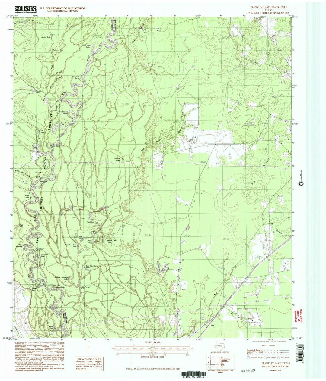 1984 Franklin Lake, TX - Texas - USGS Topographic Map
