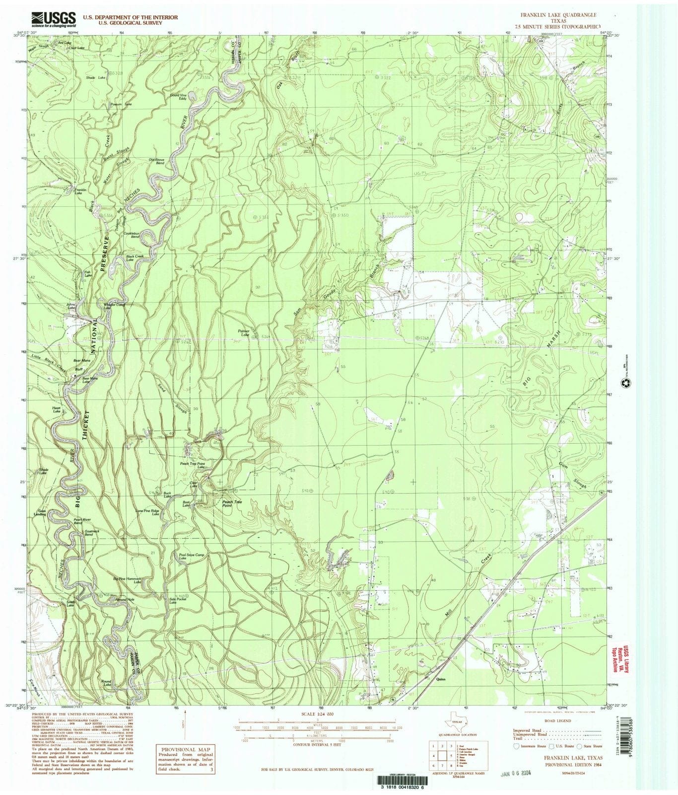 1984 Franklin Lake, TX - Texas - USGS Topographic Map