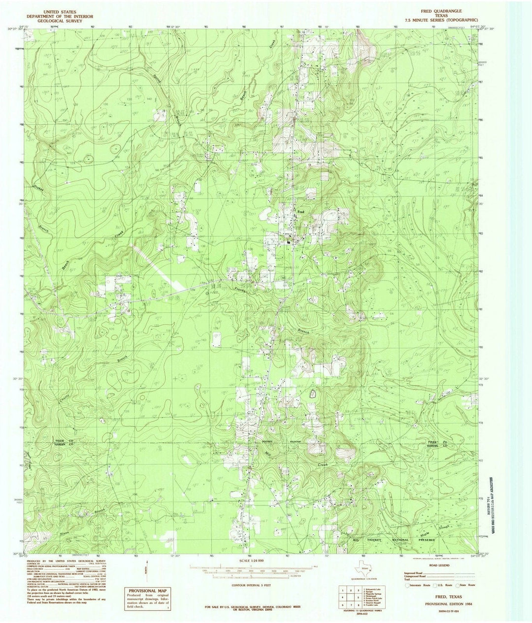 1984 Fred, TX - Texas - USGS Topographic Map