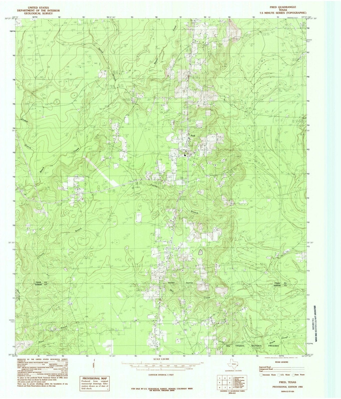 1984 Fred, TX - Texas - USGS Topographic Map