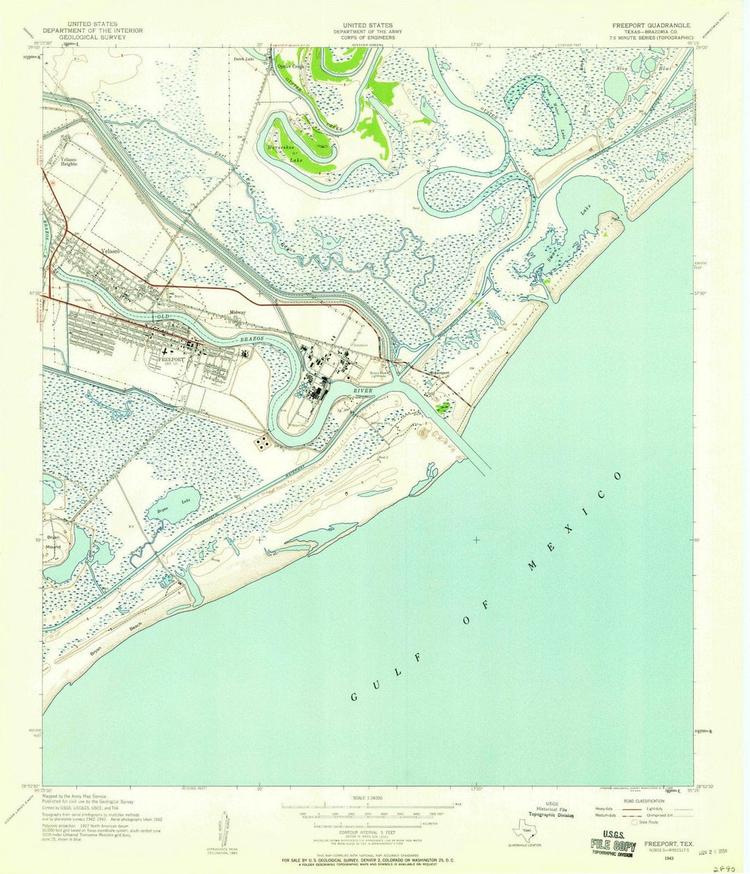 1943 Freeport, TX - Texas - USGS Topographic Map v2