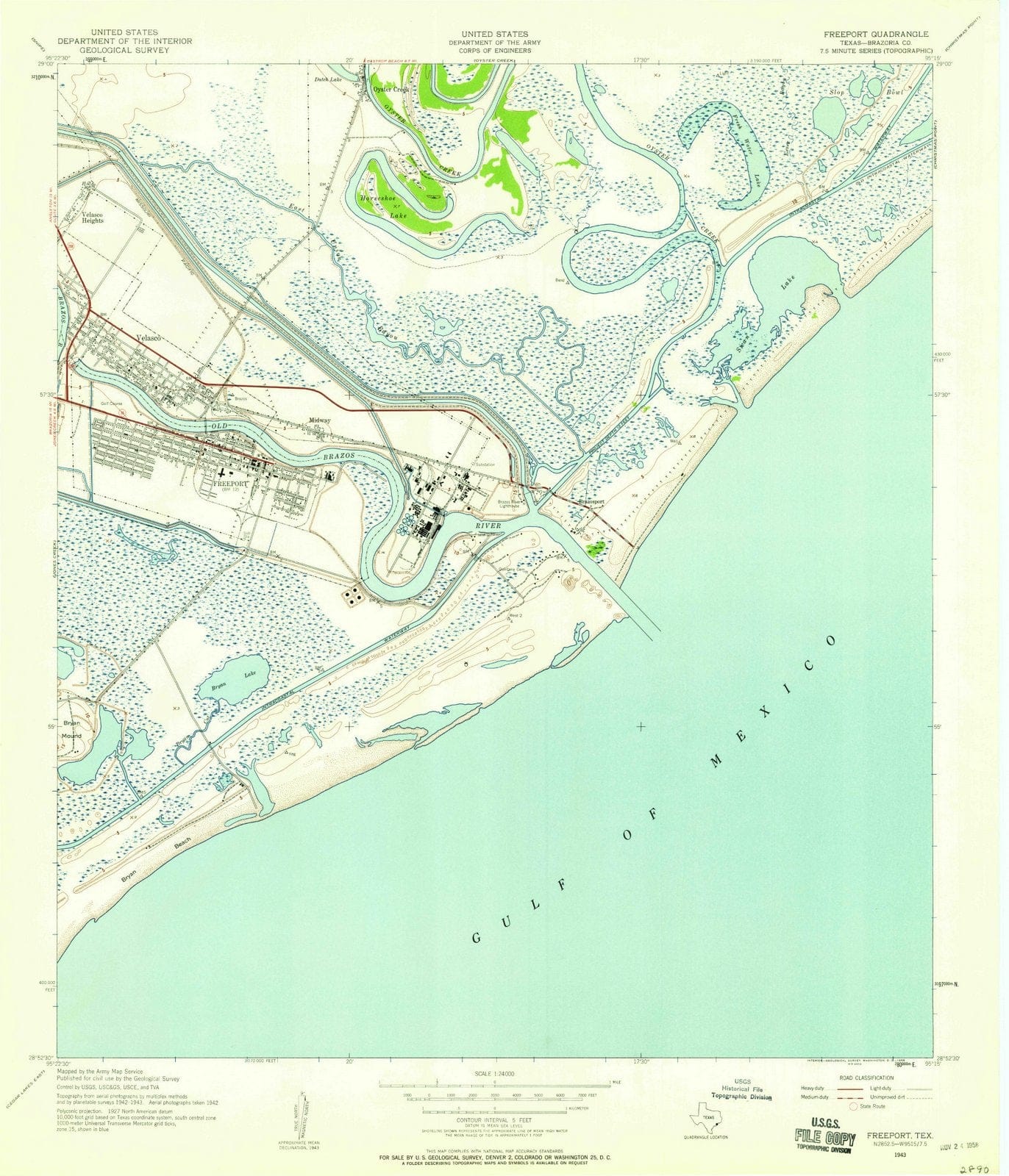 1943 Freeport, TX - Texas - USGS Topographic Map v2