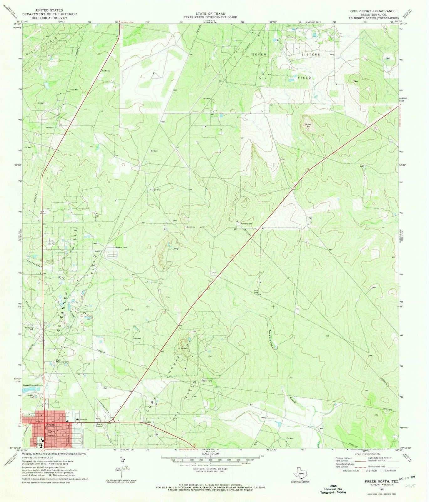 1971 Freer North, TX - Texas - USGS Topographic Map