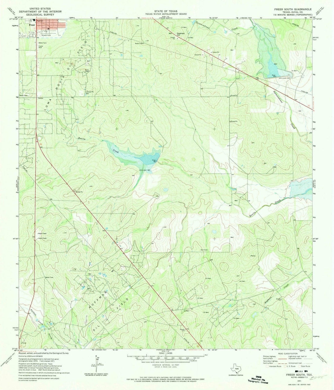 1971 Freer South, TX - Texas - USGS Topographic Map