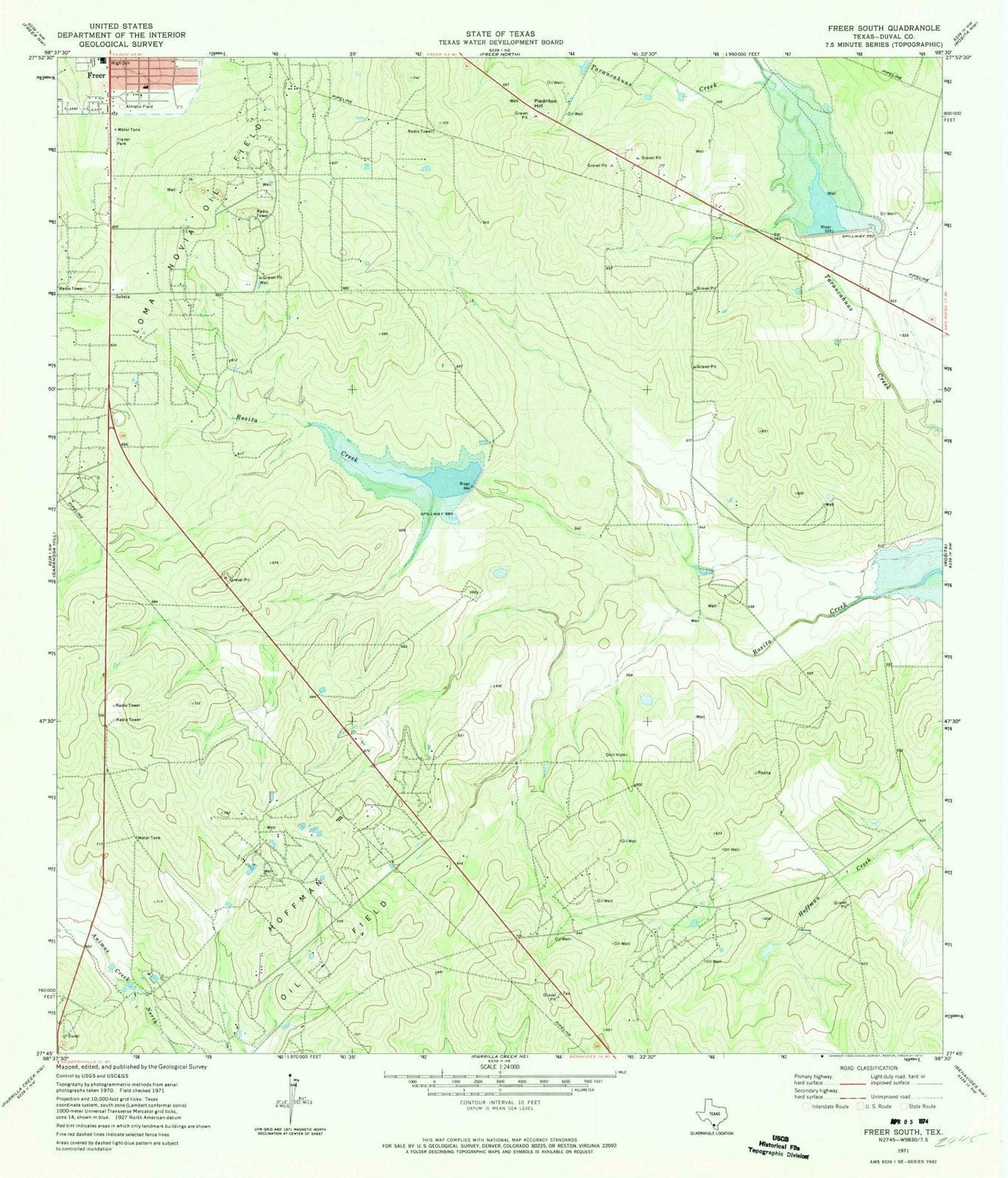 1971 Freer South, TX - Texas - USGS Topographic Map