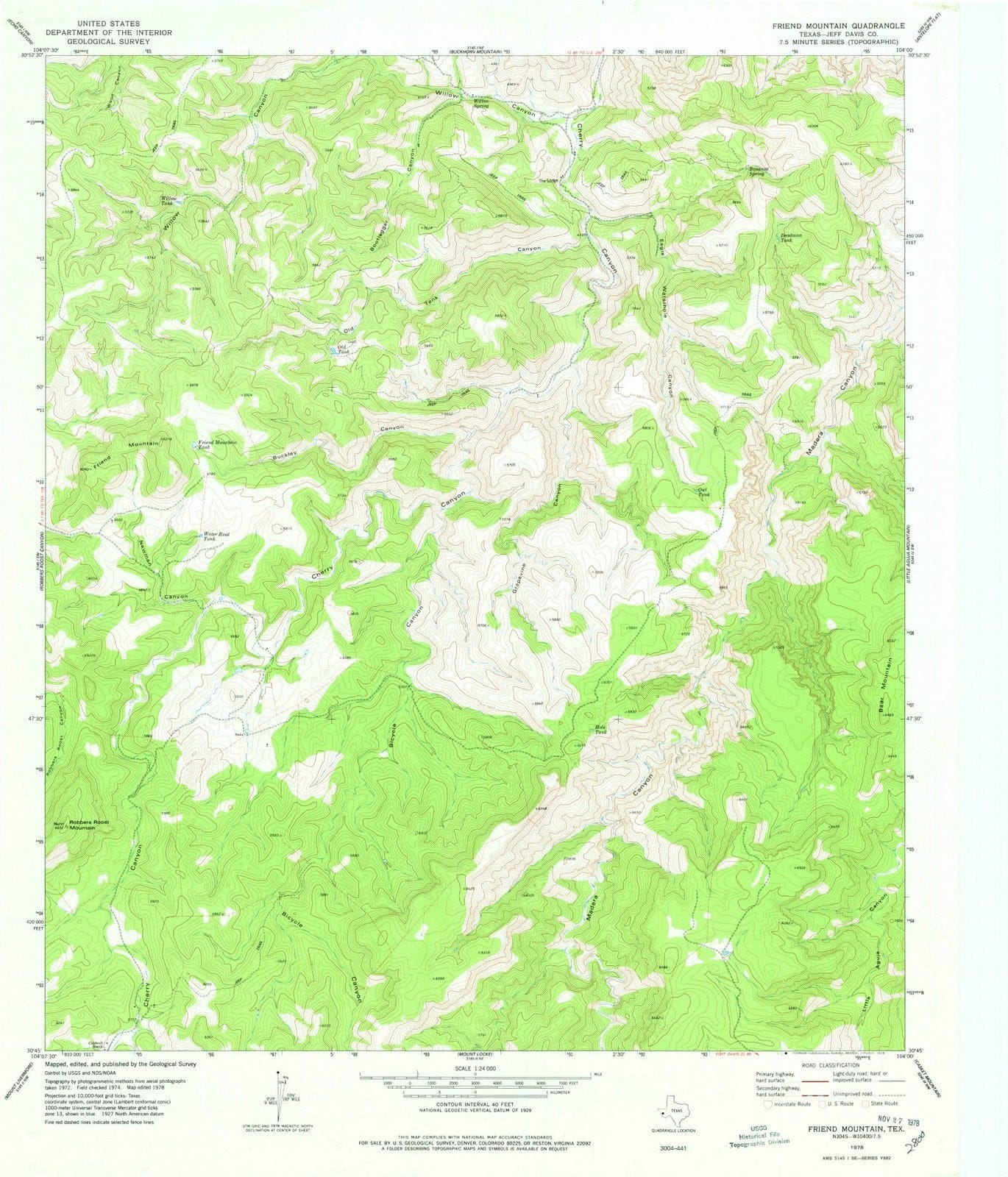 1978 Friend Mountain, TX - Texas - USGS Topographic Map