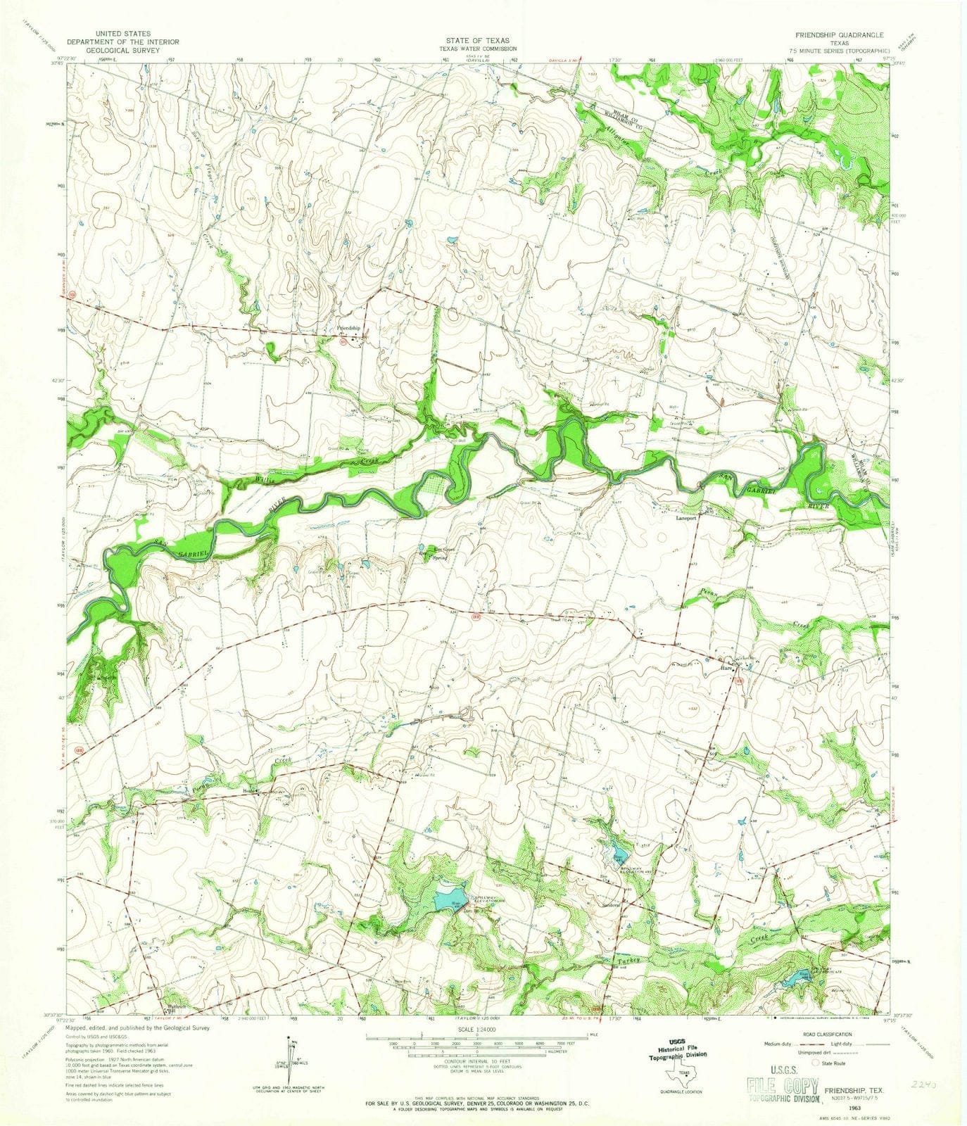 1963 Friendship, TX - Texas - USGS Topographic Map