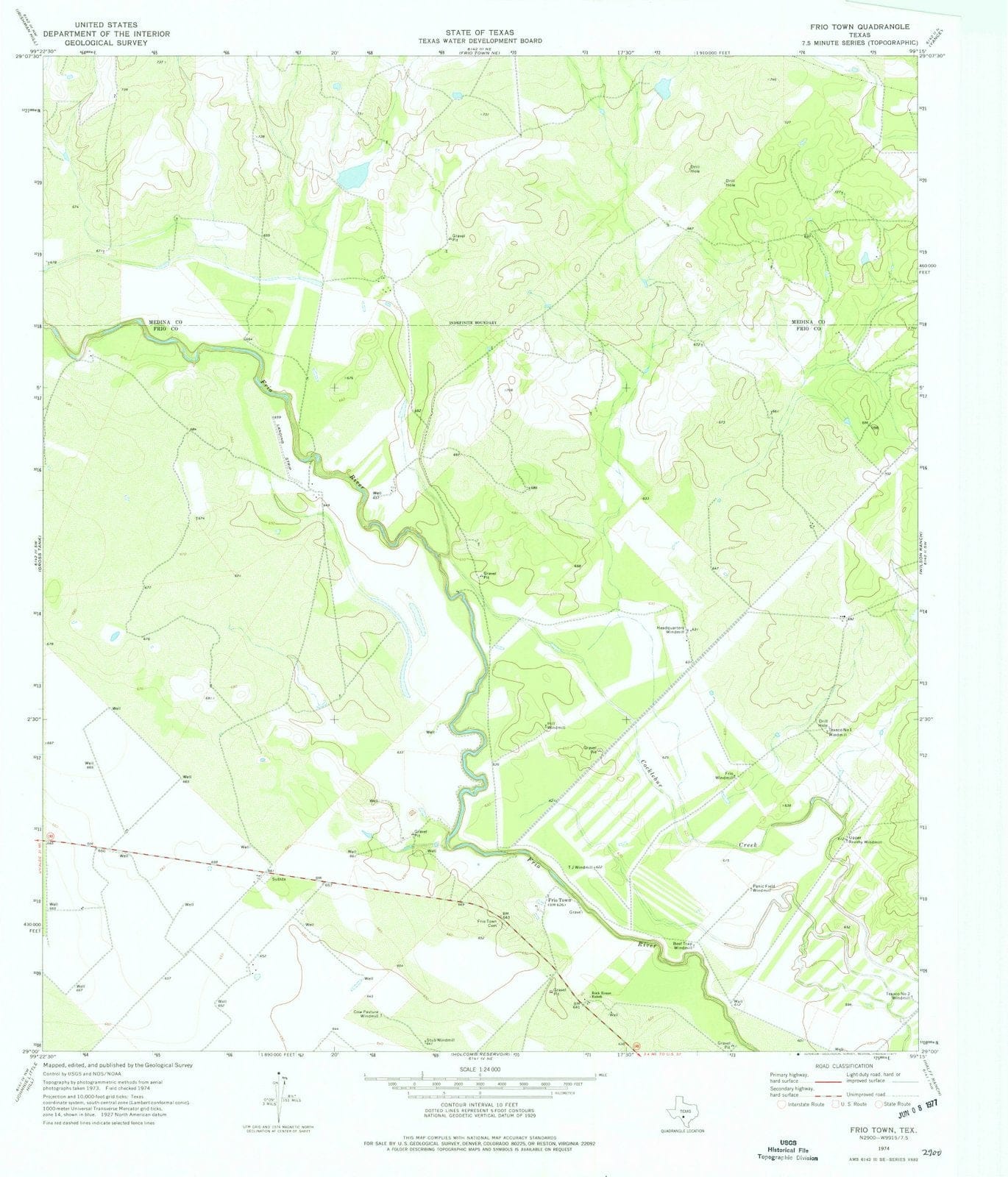 1974 Frio Town, TX - Texas - USGS Topographic Map