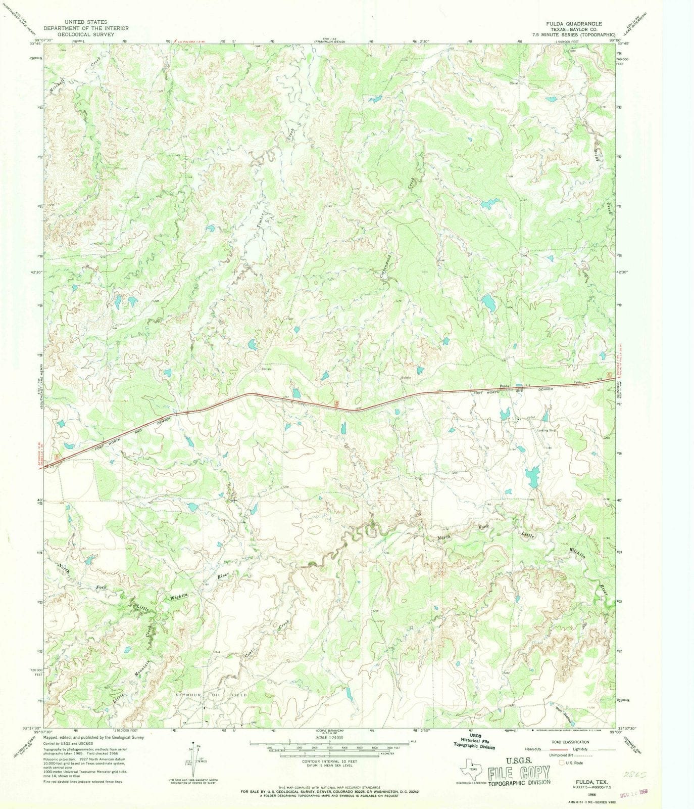 1966 Fulda, TX - Texas - USGS Topographic Map