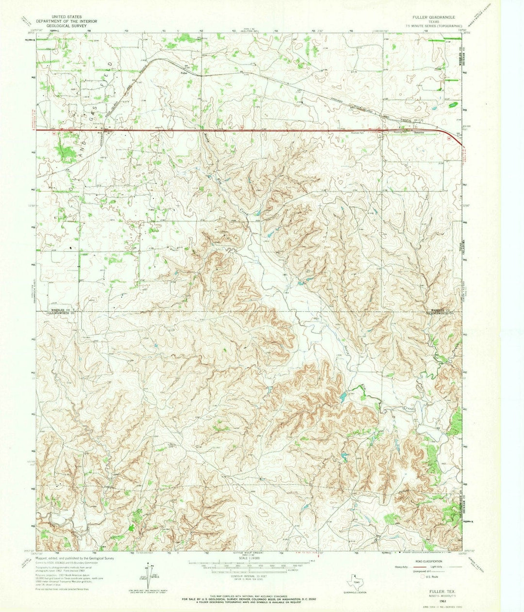 1963 Fulller, TX - Texas - USGS Topographic Map