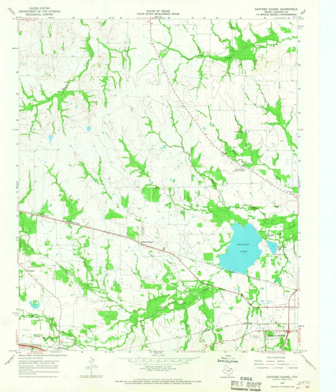 1964 Gafford Chapel, TX - Texas - USGS Topographic Map