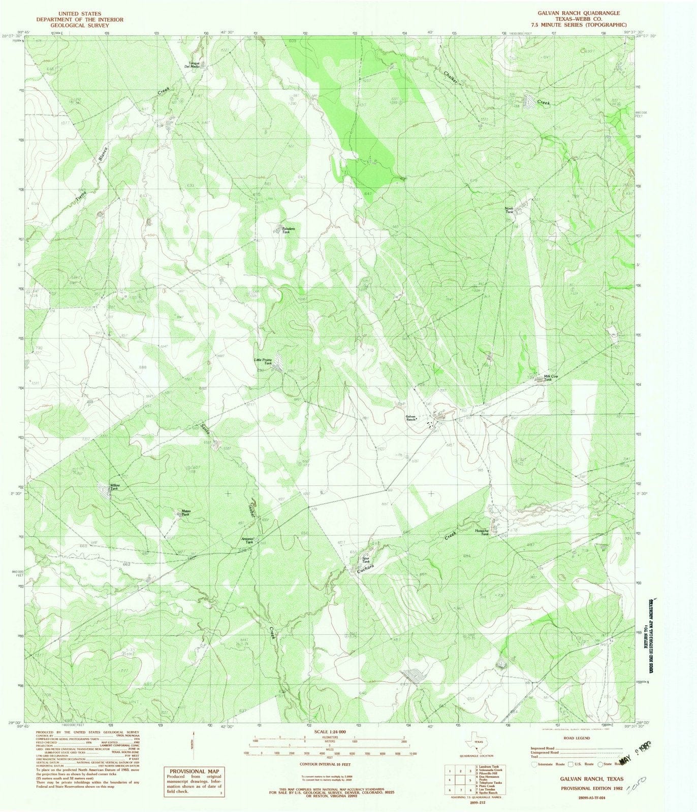 1982 Galvan Ranch, TX - Texas - USGS Topographic Map