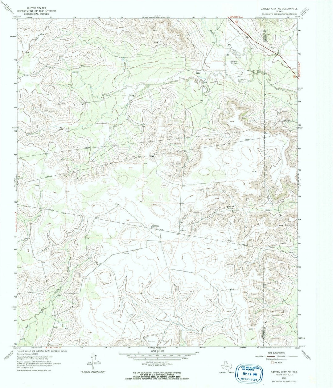 1963 Garden City, TX - Texas - USGS Topographic Map