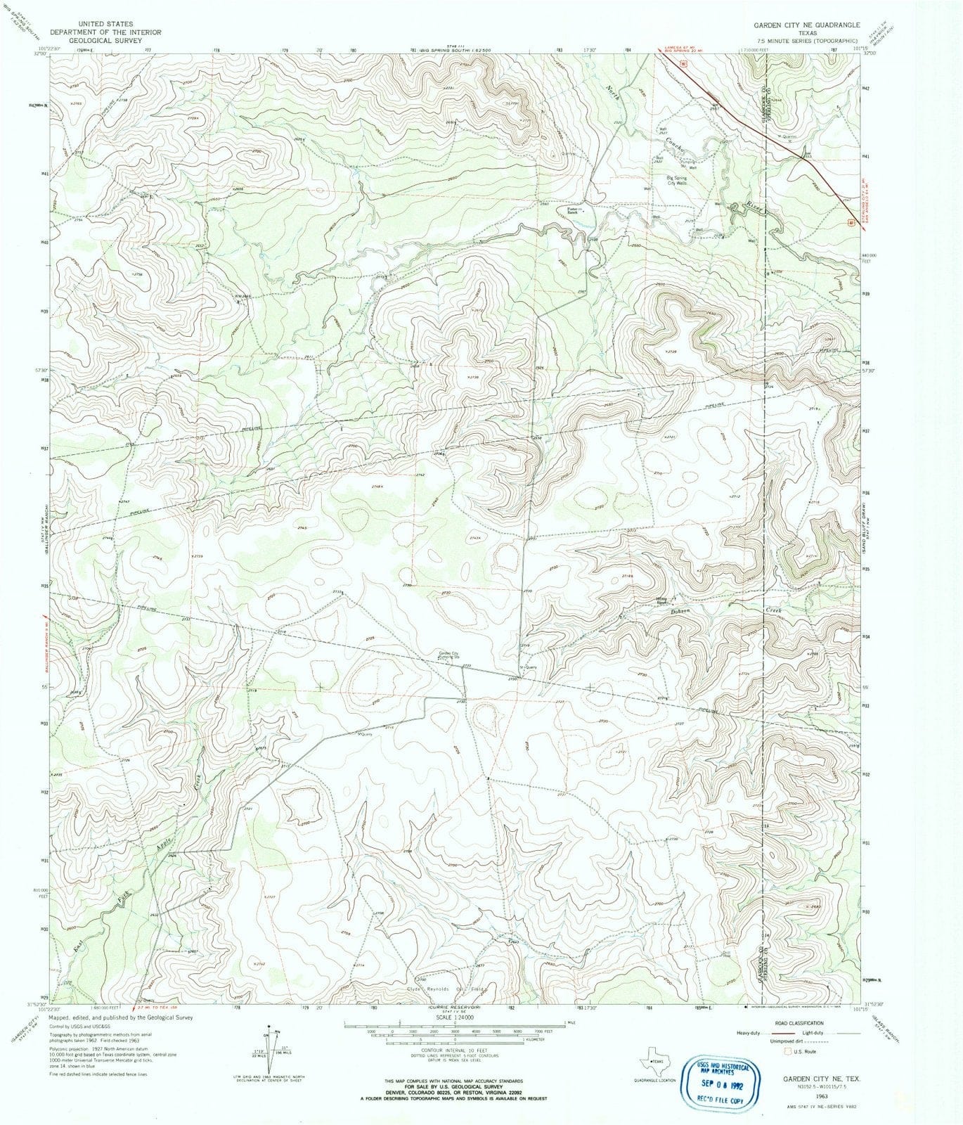 1963 Garden City, TX - Texas - USGS Topographic Map