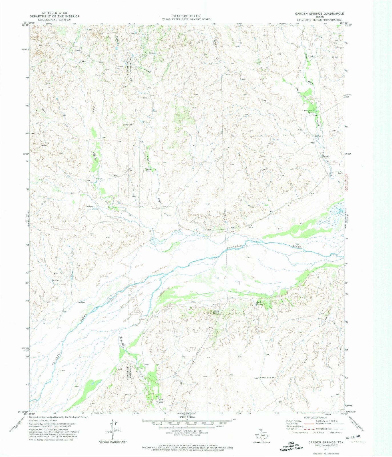 1971 Garden Springs, TX - Texas - USGS Topographic Map