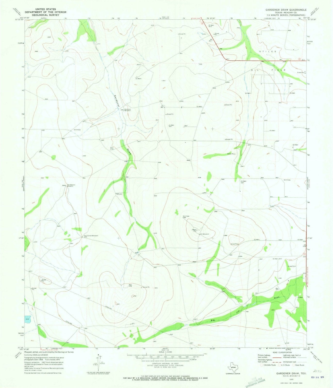 1970 Gardenerraw, TX - Texas - USGS Topographic Map