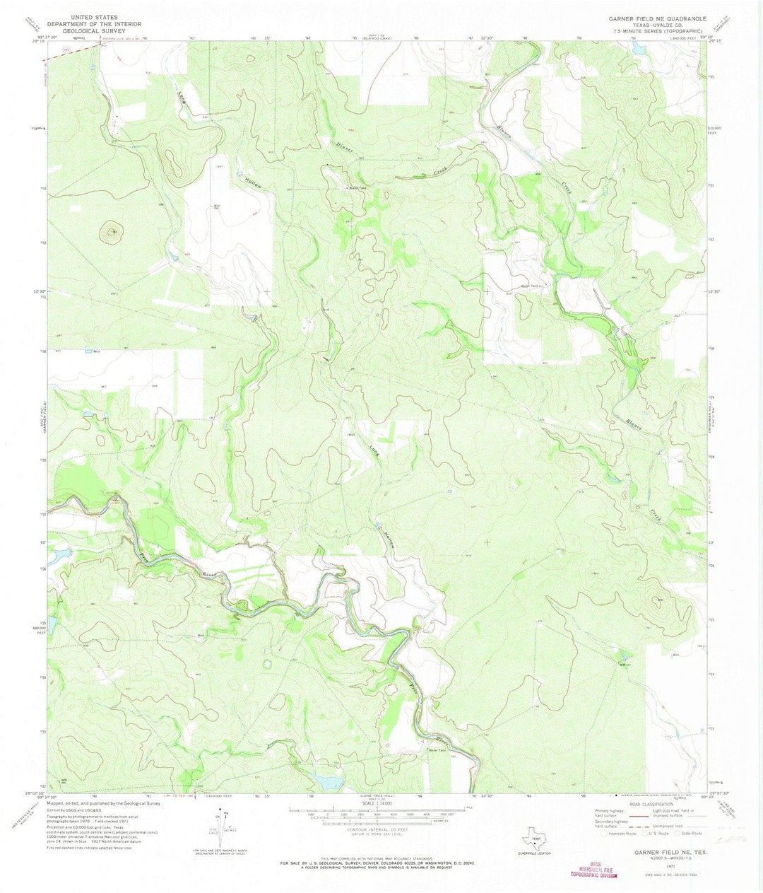 1971 Garner Field, TX - Texas - USGS Topographic Map