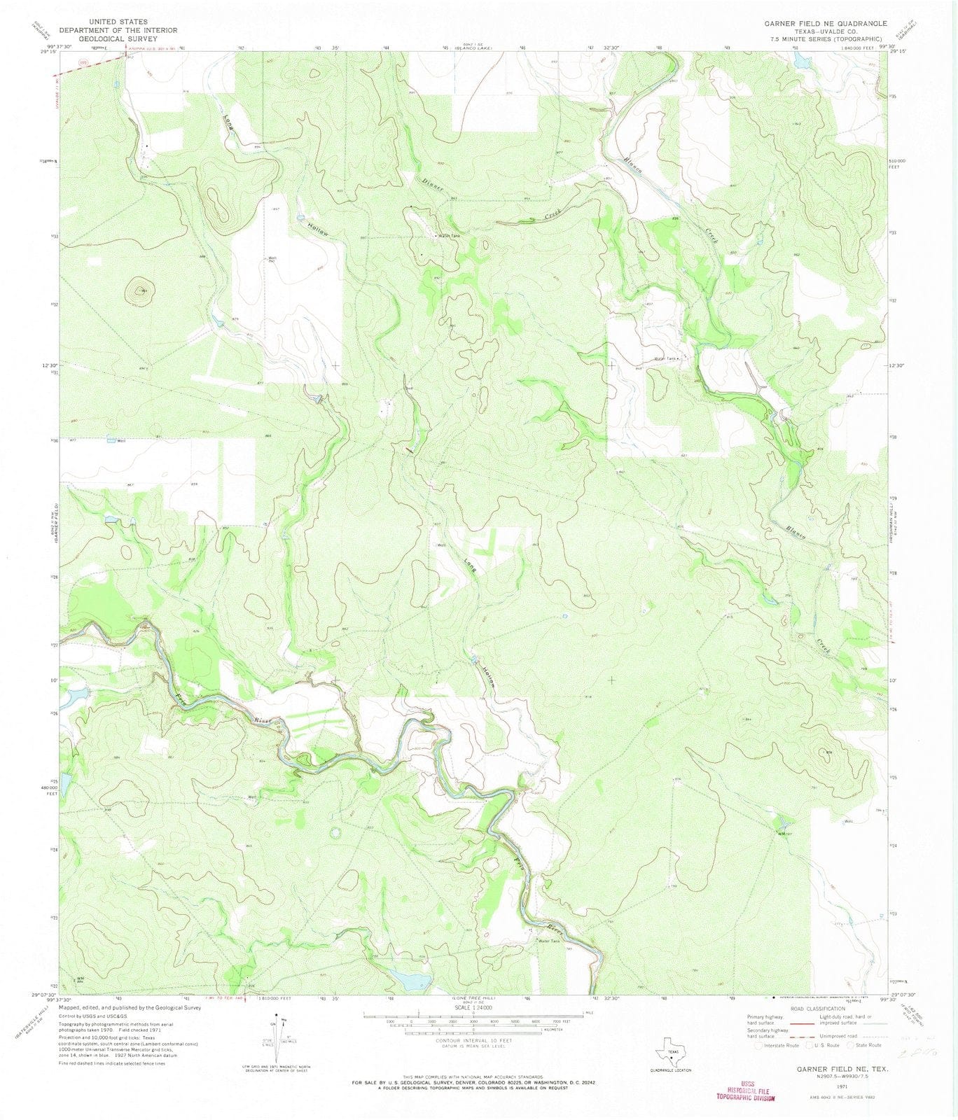 1971 Garner Field, TX - Texas - USGS Topographic Map