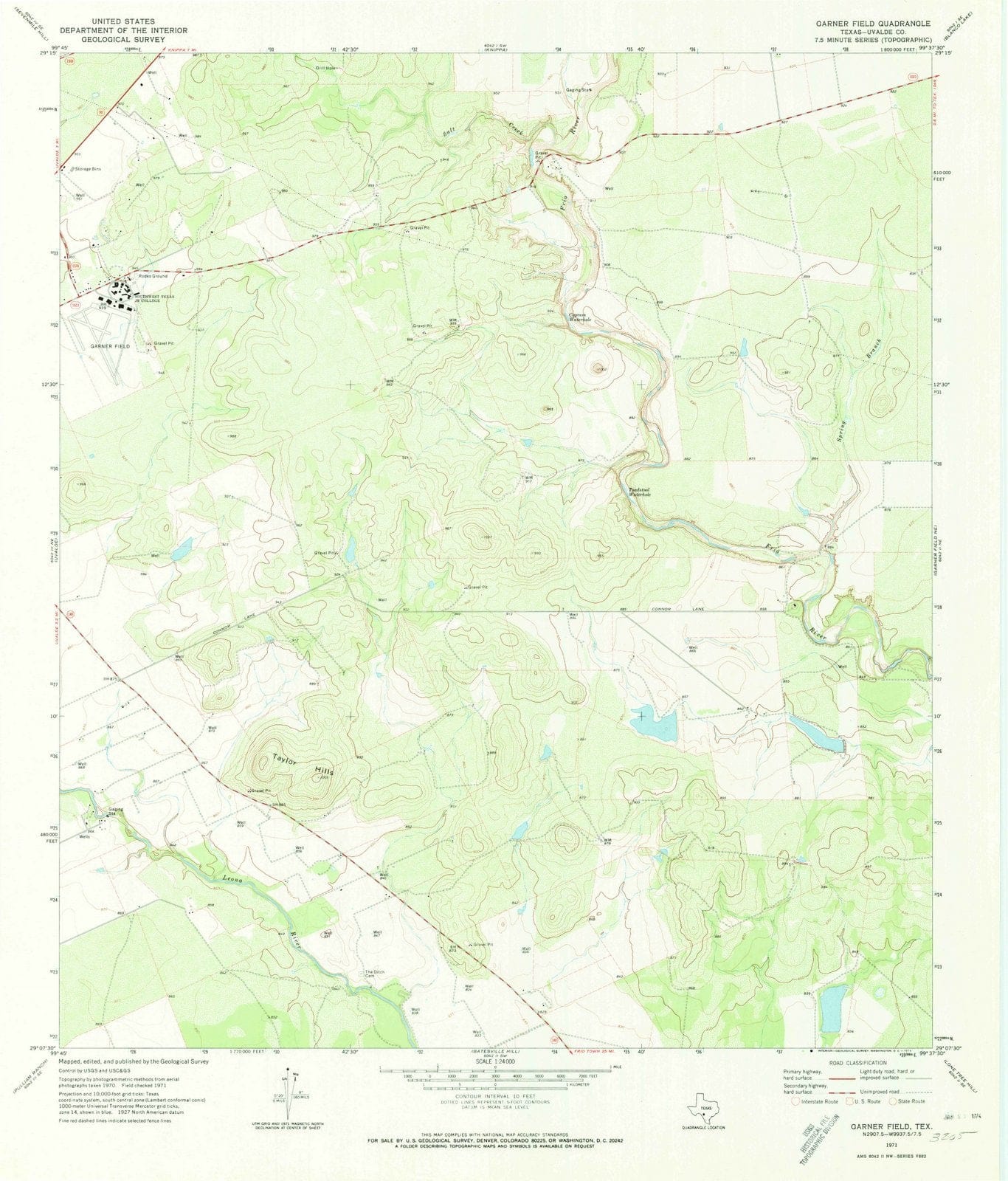 1971 Garner Field, TX - Texas - USGS Topographic Map v2