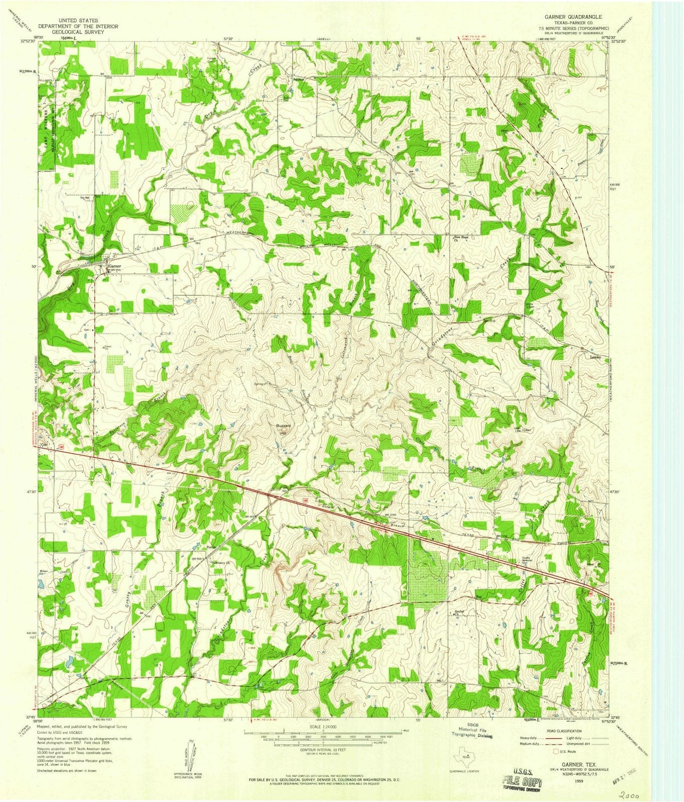 1959 Garner, TX - Texas - USGS Topographic Map