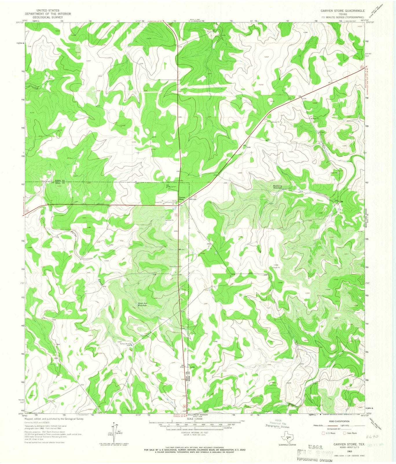 1963 Garven Store, TX - Texas - USGS Topographic Map