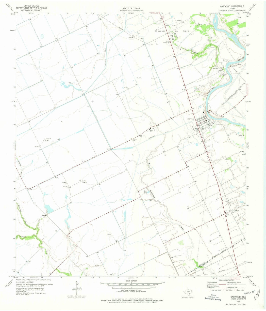1959 Garwood, TX - Texas - USGS Topographic Map