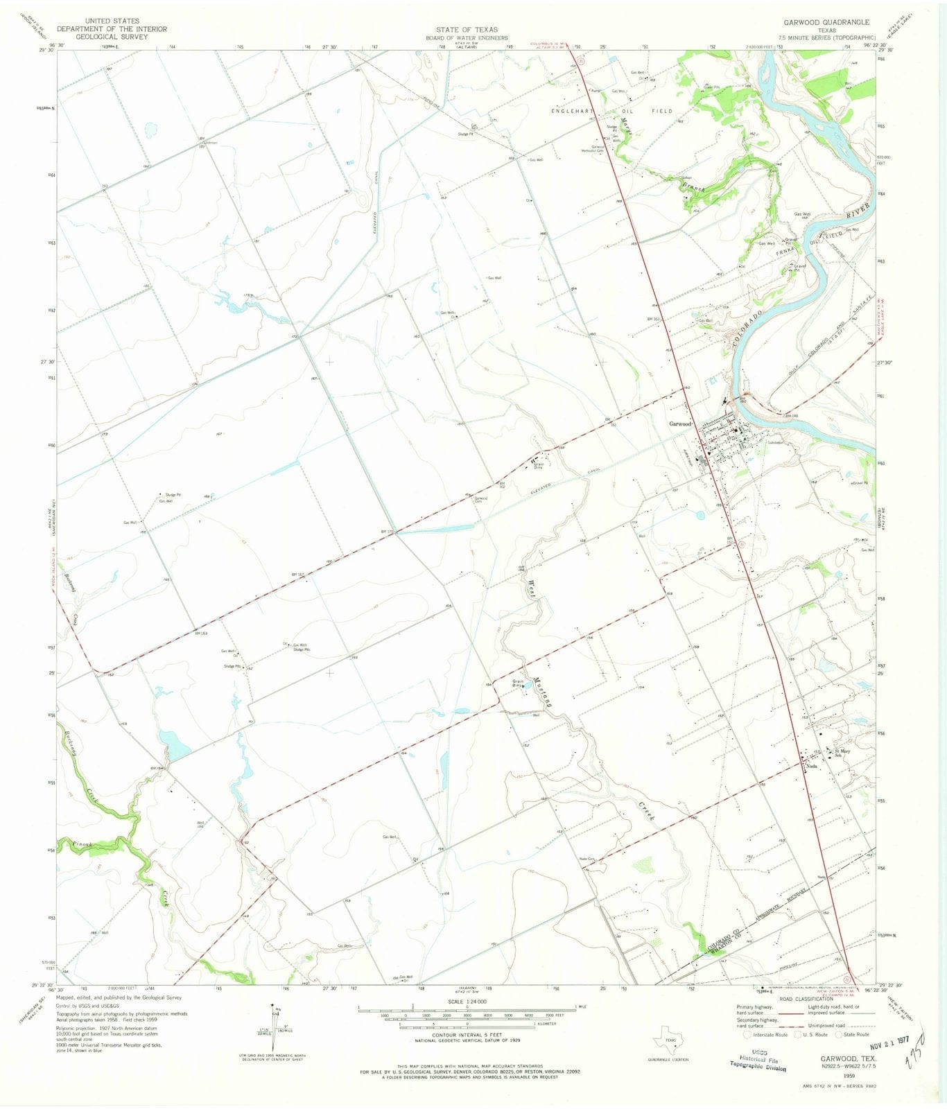 1959 Garwood, TX - Texas - USGS Topographic Map