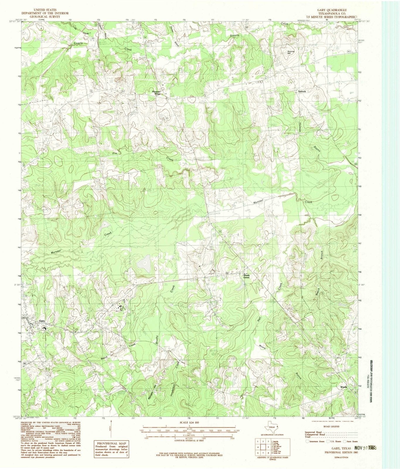 1983 Gary, TX - Texas - USGS Topographic Map