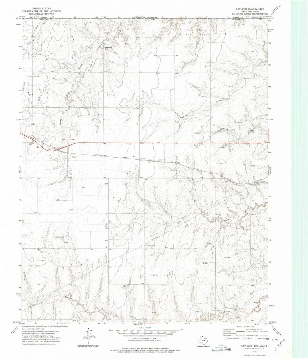 1972 Gaylord, TX - Texas - USGS Topographic Map
