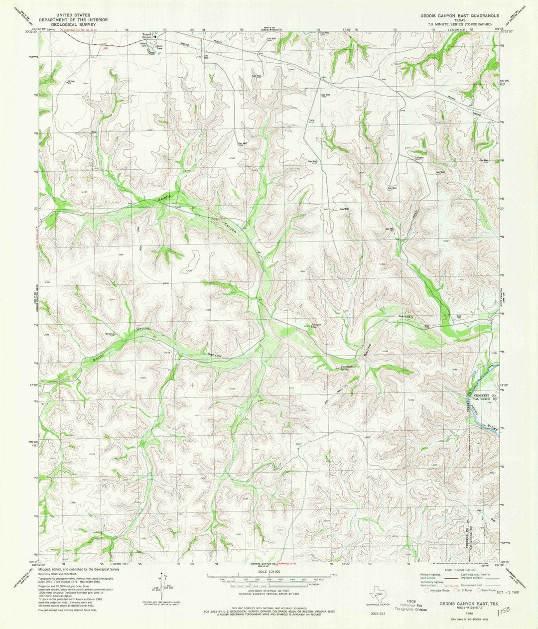 1980 Geddis Canyon East, TX - Texas - USGS Topographic Map