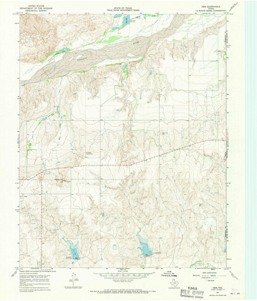 1967 Gem, TX - Texas - USGS Topographic Map