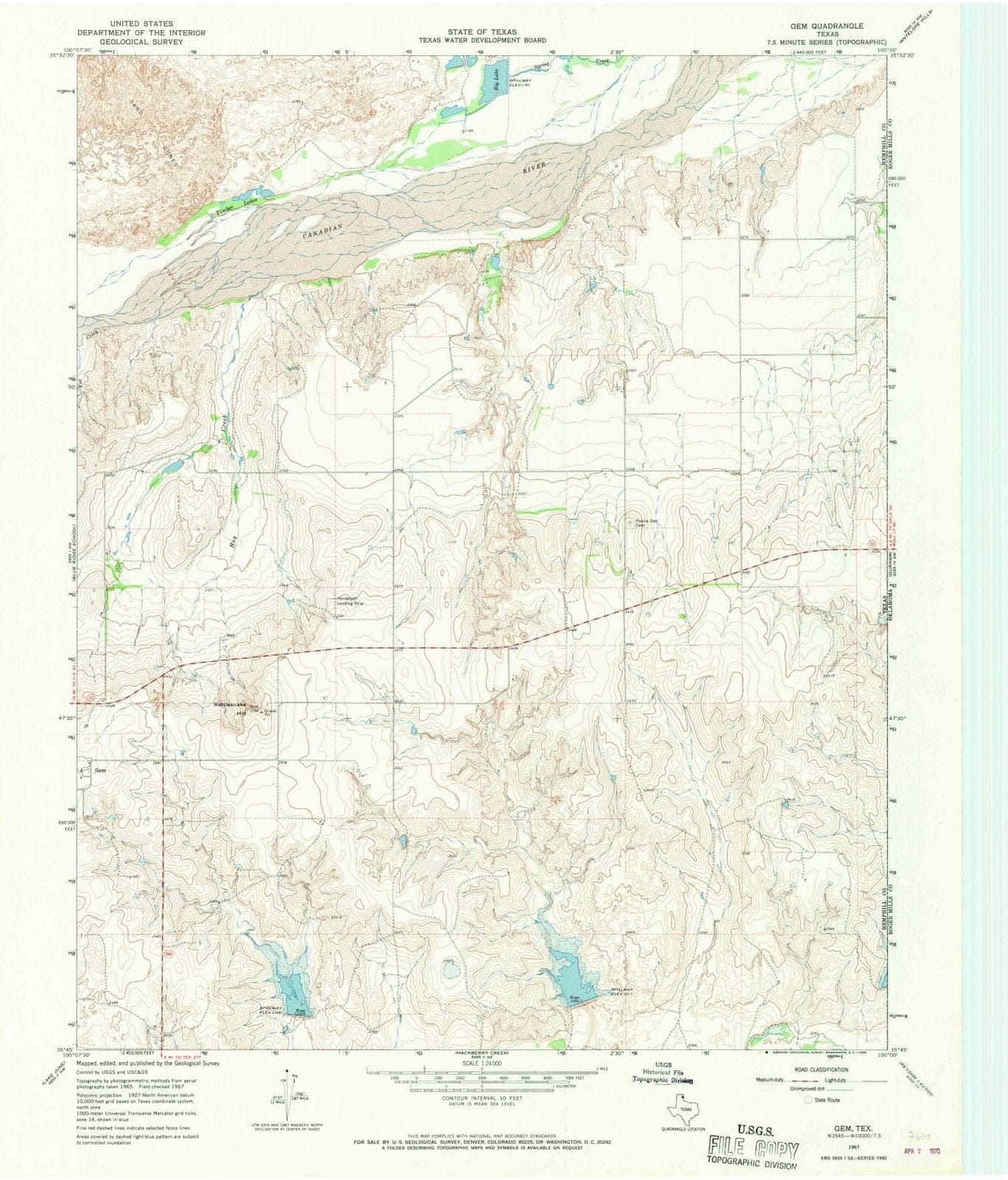 1967 Gem, TX - Texas - USGS Topographic Map