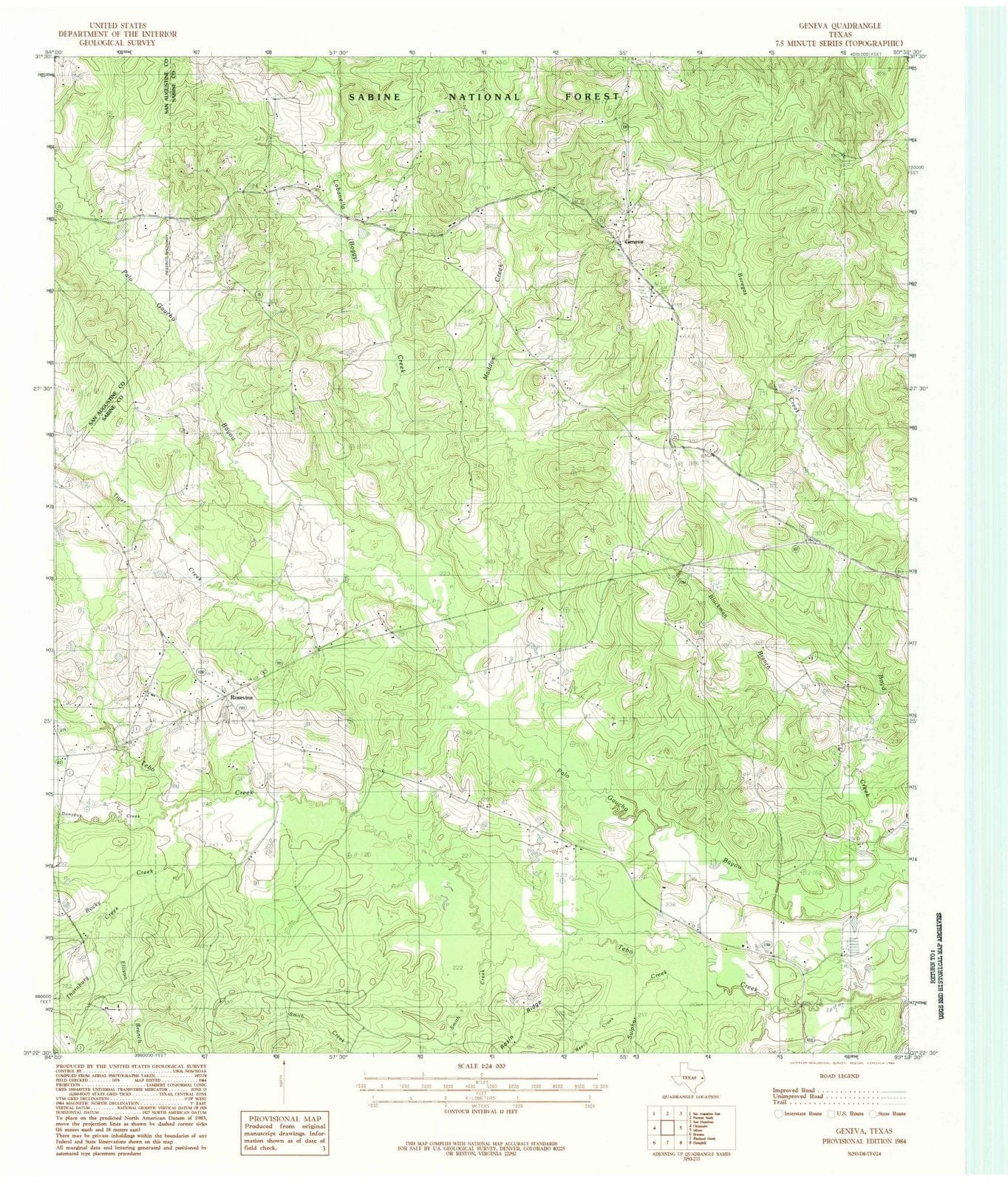 1984 Geneva, TX - Texas - USGS Topographic Map