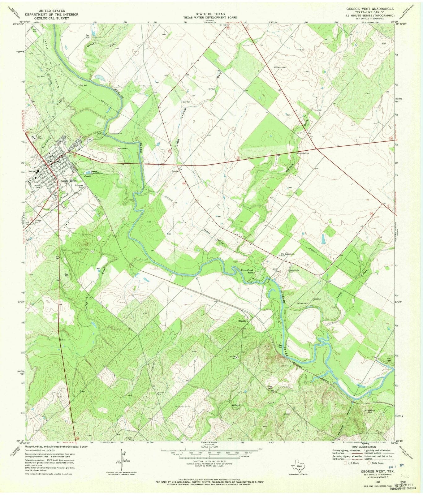 1968 George West, TX - Texas - USGS Topographic Map