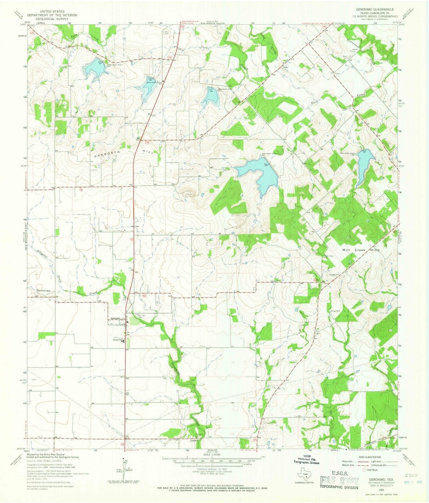 1964 Geronimo, TX - Texas - USGS Topographic Map