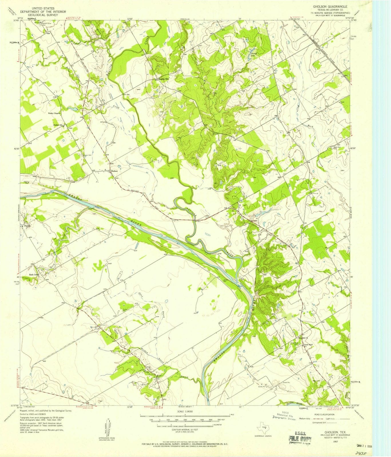 1957 Gholson, TX - Texas - USGS Topographic Map