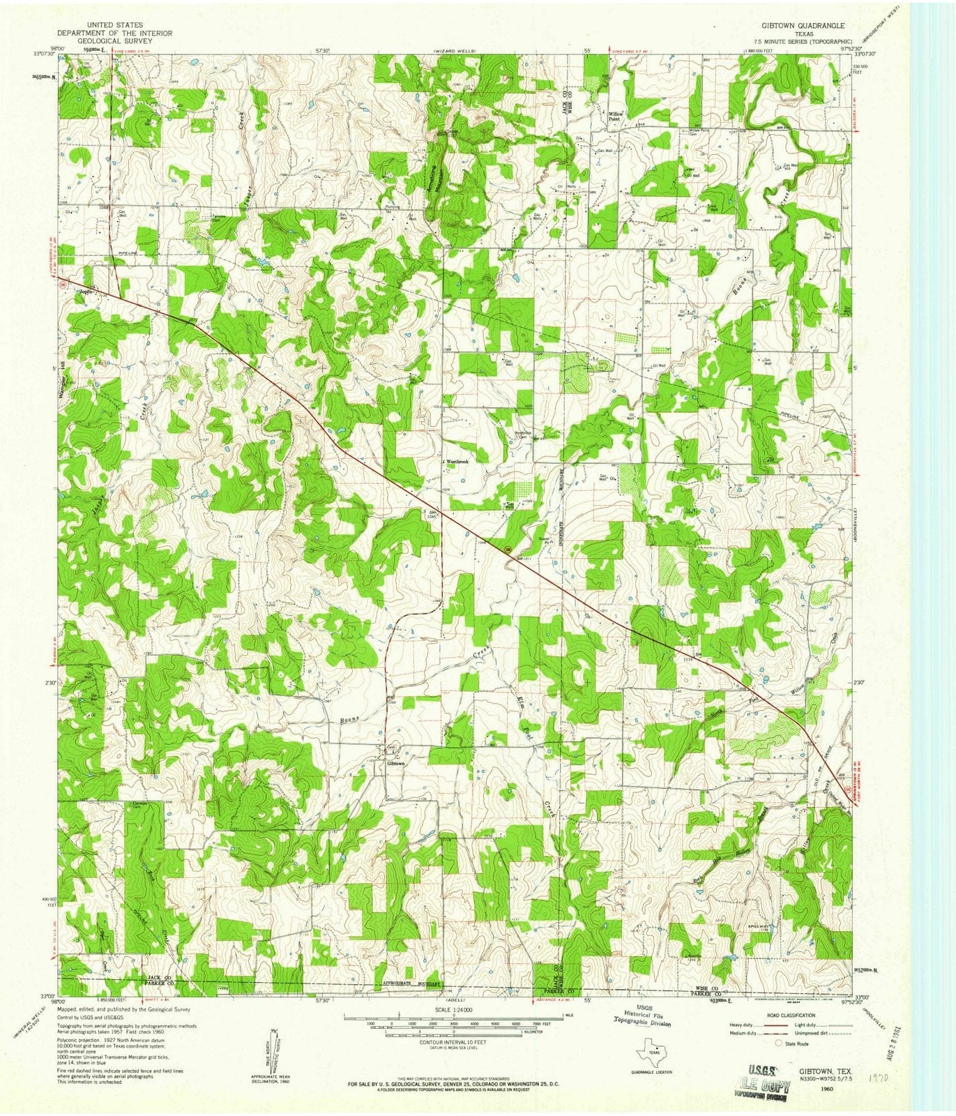 1960 Gibtown, TX - Texas - USGS Topographic Map