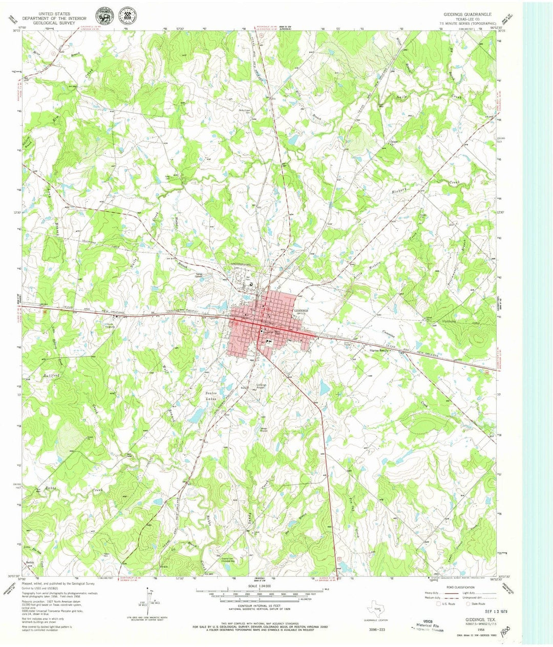 1958 Giddings, TX - Texas - USGS Topographic Map