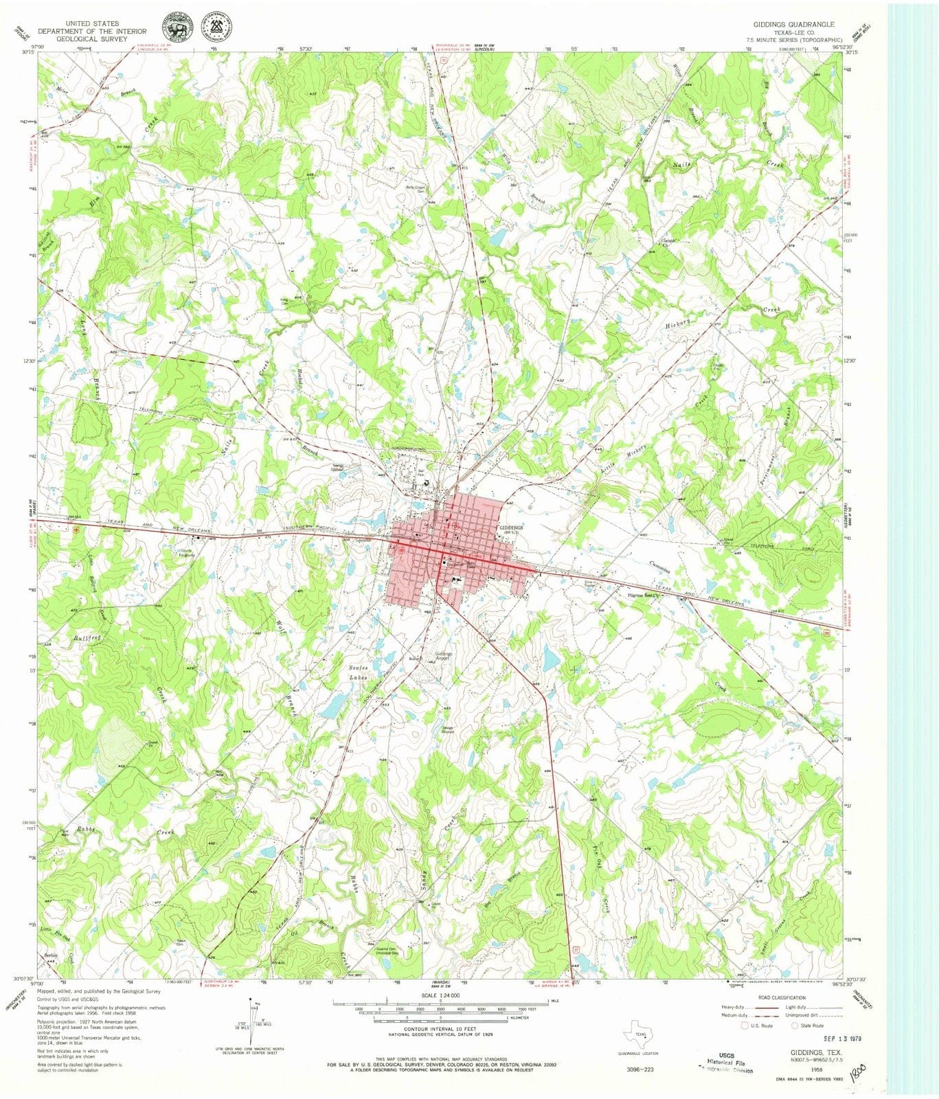 1958 Giddings, TX - Texas - USGS Topographic Map